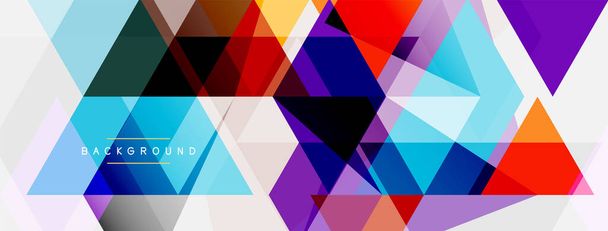 Kompozycja trójkątów kolorów, geometryczne abstrakcyjne tło. Techno lub koncepcja biznesowa, wzór tapety, baner, tło, strona lądowania - Wektor, obraz