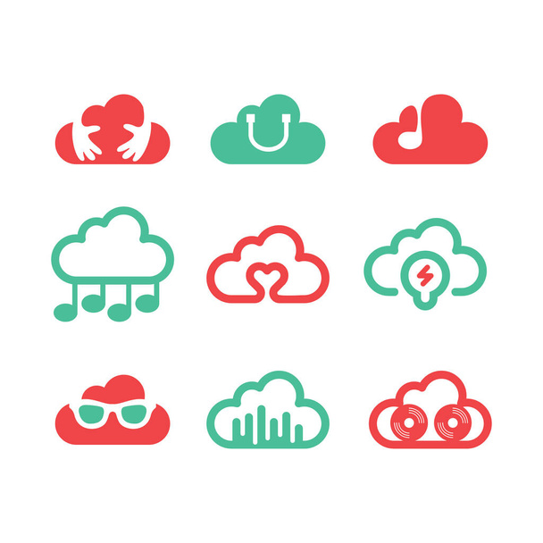 коллекция шаблонов логотипа облаков с белым фоном - Вектор,изображение