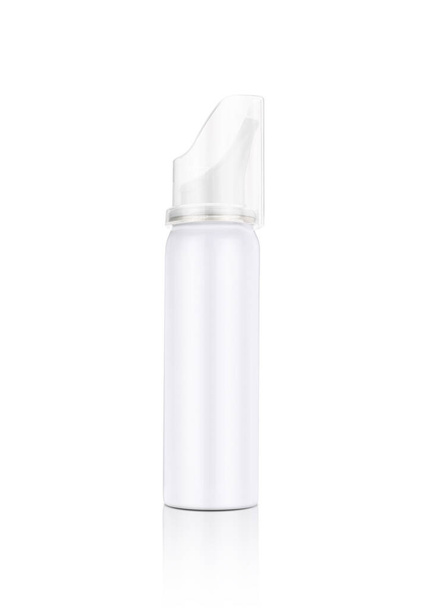 Blank packaging white nasal spray bottle for product design mock-up isolated on white background with clipping path - Fotó, kép