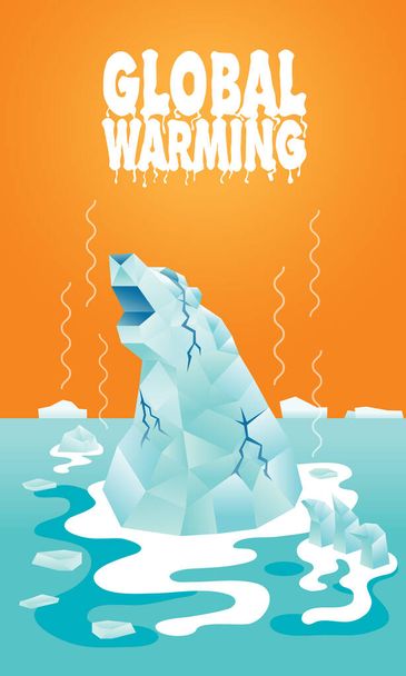 A polar bear's shape iceberg is melting. Representing a global crisis is happening. - Vector, Image