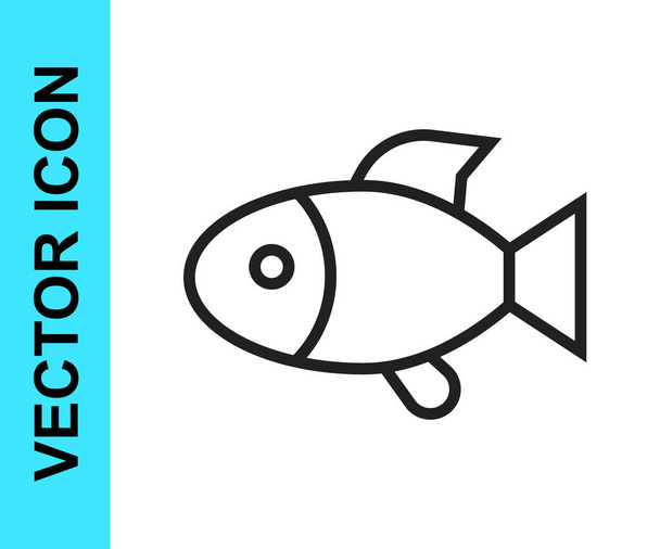 Línea negra Icono de pescado aislado sobre fondo blanco. Vector - Vector, Imagen