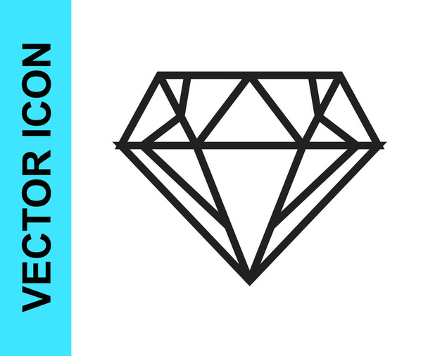 ブラックラインホワイトの背景にダイヤモンドアイコンを分離。ジュエリーシンボル。宝石だ。ベクトル - ベクター画像