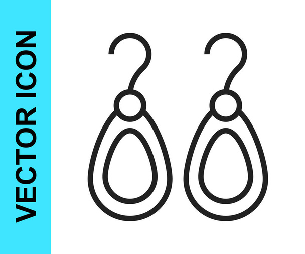 Boucles d'oreilles ligne noire icône isolée sur fond blanc. Accessoires de bijoux. Vecteur - Vecteur, image