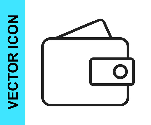 Icono de billetera de línea negra aislado sobre fondo blanco. Icono del bolso. Símbolo de ahorro. Vector - Vector, Imagen