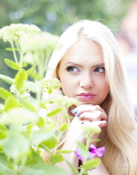 girl in flowers - Photo, Image