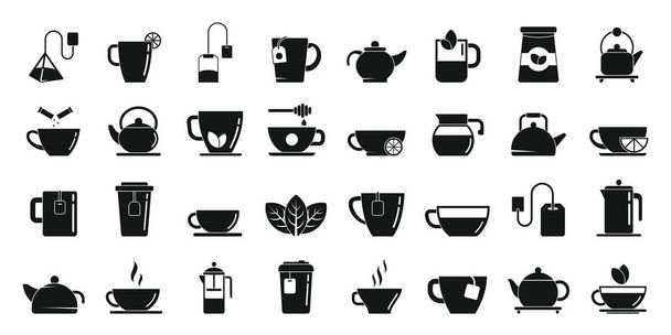 Tea icons set simple vector. Beverage drink - Vettoriali, immagini