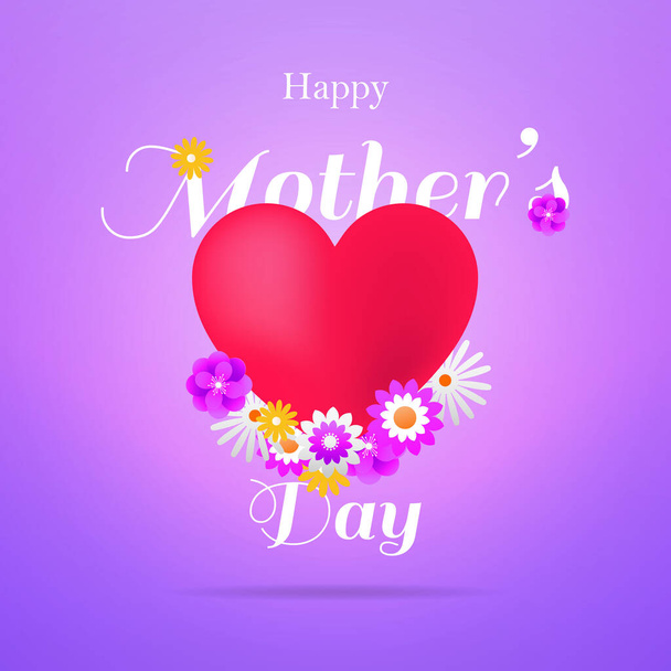 幸せな母の日のお祝いの花と愛の背景デザインベクトル - ベクター画像