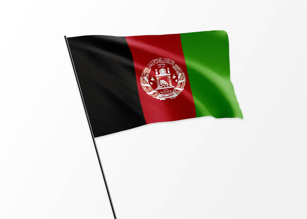 Bandeira do Afeganistão voando alto no fundo isolado Dia da independência do Afeganistão - Foto, Imagem