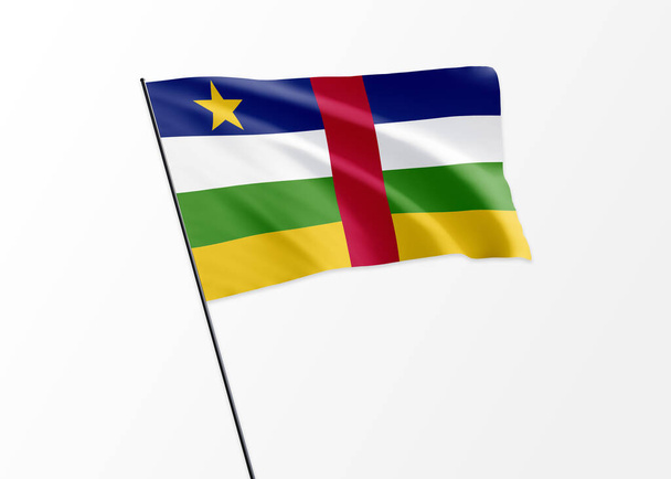Bandeira da República Centro-Africana voando alto no fundo isolado Dia da independência da República Centro-Africana - Foto, Imagem