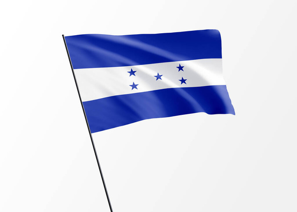 Σημαία Ονδούρας που κυματίζει ψηλά στο απομονωμένο φόντο Ημέρα ανεξαρτησίας Ονδούρας - Φωτογραφία, εικόνα