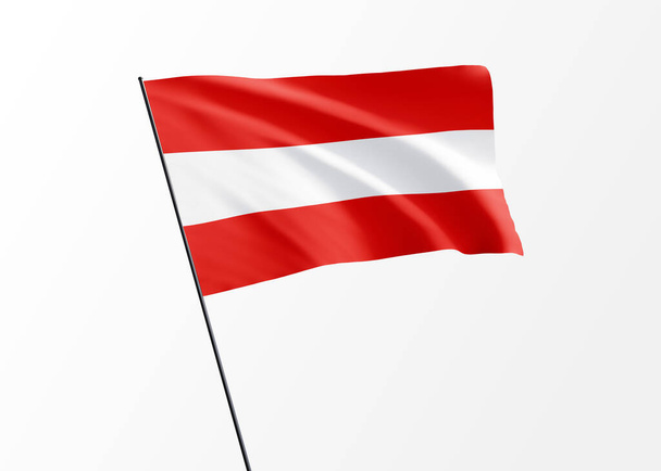 Bandera de Austria ondeando alto en el fondo aislado Día de la independencia de Austria Ilustración 3D colección de bandera nacional mundial - Foto, imagen