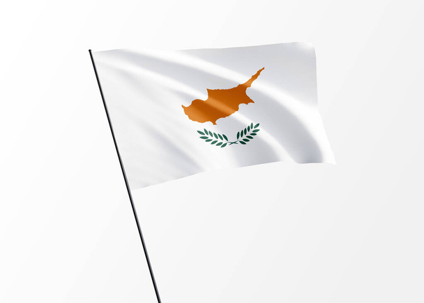 Bandera de Chipre ondeando alto en el fondo aislado Día de la independencia de Chipre Ilustración 3D colección de bandera nacional mundial - Foto, imagen