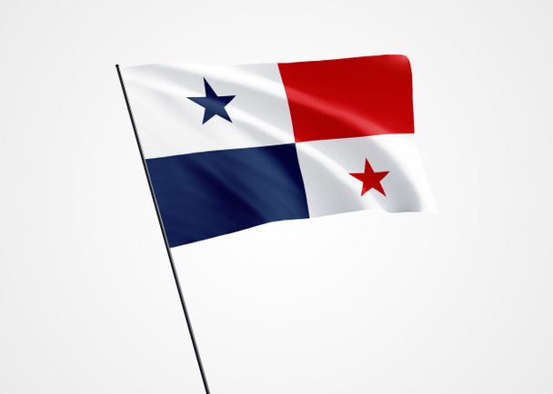 Bandera de Panamá ondeando alto en el fondo aislado. 28 de noviembre Día de la Independencia de Panamá. Colección mundial de bandera nacional Colección mundial de bandera nacional - Foto, imagen