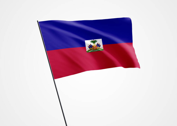 Bandera de Haití ondeando en el fondo aislado. 01 de enero Día de la Independencia de Haití. Colección mundial de bandera nacional Colección mundial de bandera nacional - Foto, imagen