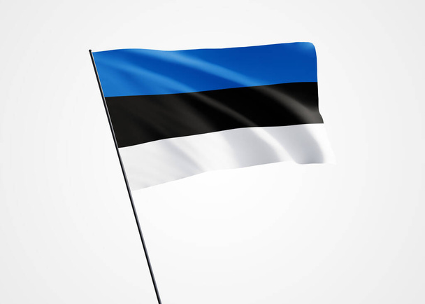 Estonia vuela alto en el fondo aislado. 24 de febrero Día de la independencia de Estonia. Colección mundial de bandera nacional Colección mundial de bandera nacional - Foto, imagen
