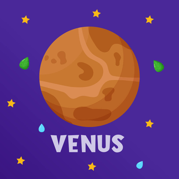 Vénusz. Bolygók típusa a Naprendszerben. Térbe. Lapos vektor illusztráció. - Vektor, kép