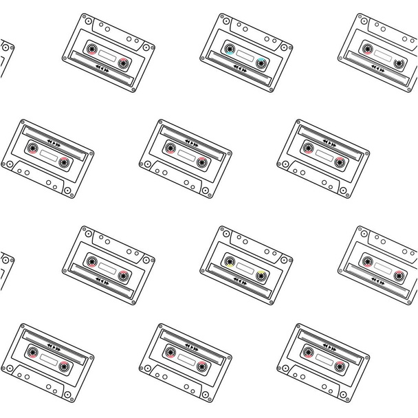 modèle de cassette avec fond design vintage rétro - Vecteur, image