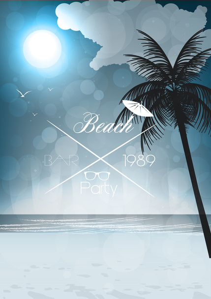 Night Seaside View Party Poster - Vector Illustration - Vektör, Görsel