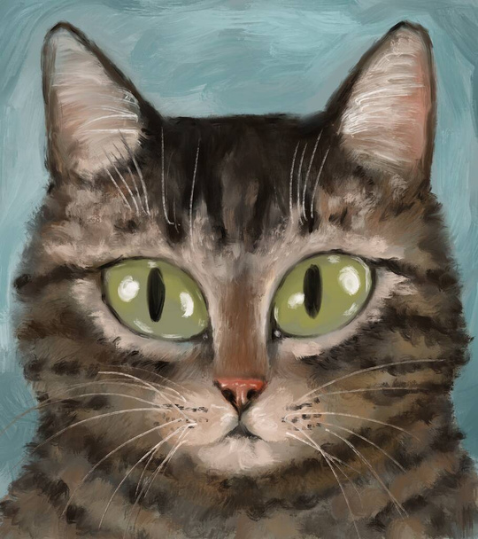 Sevimli çizgili güzel bir kedi ya da kedi portresi - Fotoğraf, Görsel