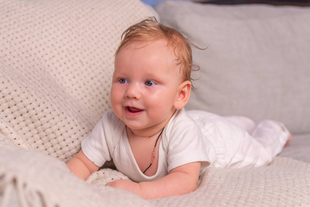 little cute baby smiling infant. motherhood concept - Fotografie, Obrázek