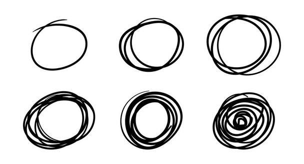 Círculos garabatos dibujados a mano, elementos de diseño de logotipo vector - Vector, imagen