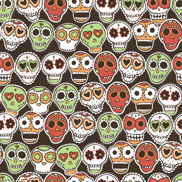 Seamless pattern with mexican skulls - Vecteur, image