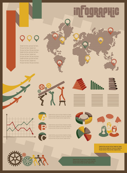 vintage infographics set business concept - Vector, Image