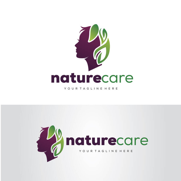Plantilla de logotipo de cuidado de la cabeza de la naturaleza Vector, emblema, concepto de diseño, símbolo creativo, icono - Vector, imagen