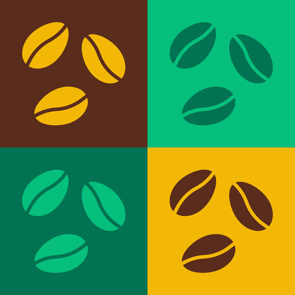 Pop art Coffee beans icon isolated on color background. Vector - Vector, Image