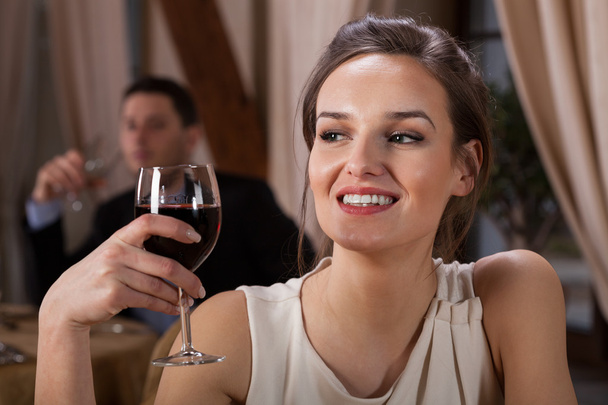 Woman drinking wine - Фото, зображення