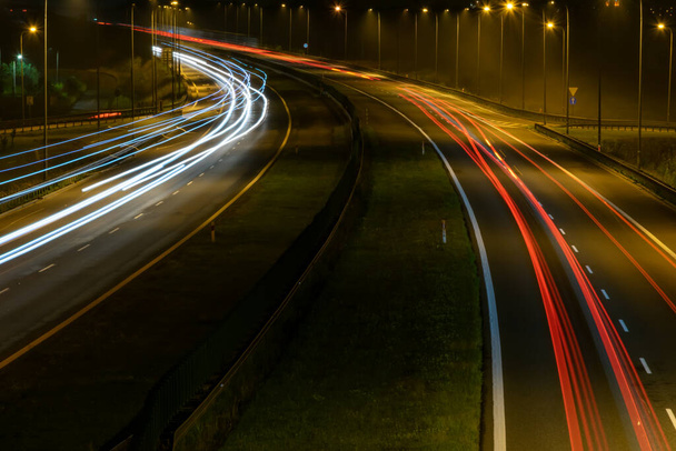 lights of cars with night. long exposure - Foto, Imagen