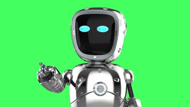 robot assistant finger point on green screen - Footage, Video