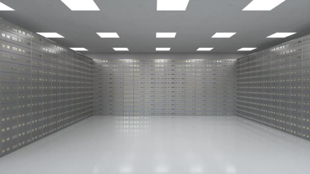 3d rendering interior safe deposit boxes inside bank vault hd footage - Footage, Video
