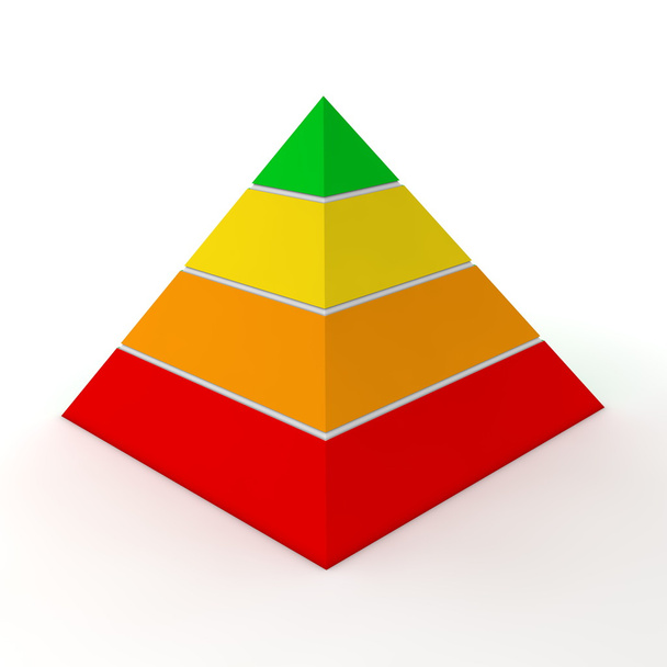 meerkleurige piramidediagram - vier niveaus - Foto, afbeelding