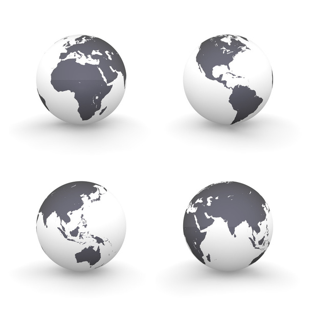 3D Globes in White and Shiny Black - Φωτογραφία, εικόνα