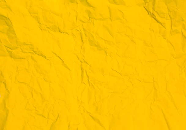 žlutá zmačkaný papír textury pozadí - Fotografie, Obrázek