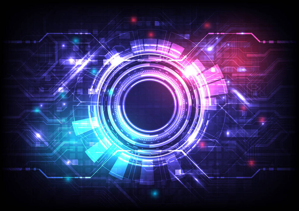 Futuristic Sci-Fi glowing HUD circle element. Abstract hi-tech background. Hologram particle of head-up display interface. Virtual reality technology of computer cyber, machine and engineering - Vector, Image