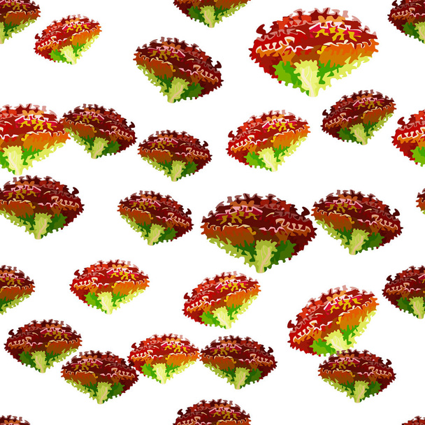 Seamless pattern lola rosa salad on white background. Simple ornament with lettuce. Random plant template for fabric. Design vector illustration. - Vector, Image