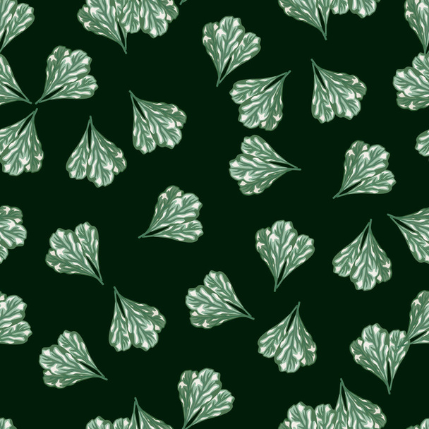 Seamless pattern bunch mangold salad on dark teal background. Abstract ornament with lettuce. Random plant template for fabric. Design vector illustration. - Vetor, Imagem