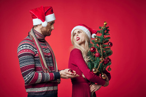fröhlich junges Paar Urlaub Neujahr Romantik Weihnachten - Foto, Bild