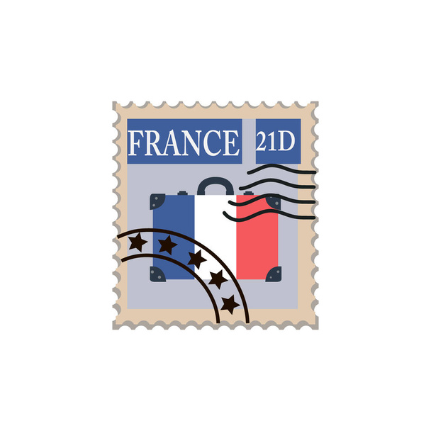pecsétes postai bélyegző. Vektorjel illusztráció ragasztáshoz a borítékon. Franciaország. - Vektor, kép