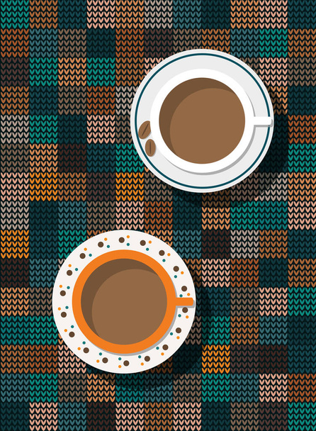 Abstrakcyjna karta z filiżankami kawy. Pozytywny początek koncepcji dnia - Wektor, obraz