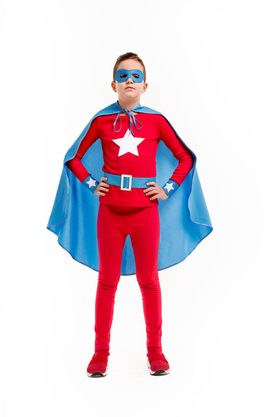 Kid in superhero costume and mask - 写真・画像