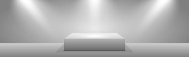 Реалістичний прямокутний білий подіум у світлій студії Векторні ілюстрації
 - Вектор, зображення