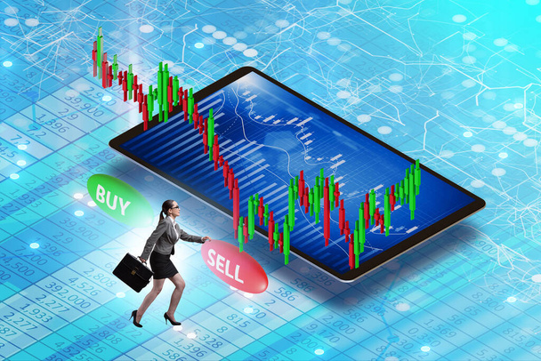 Online trading concept with busineswoman - Photo, Image
