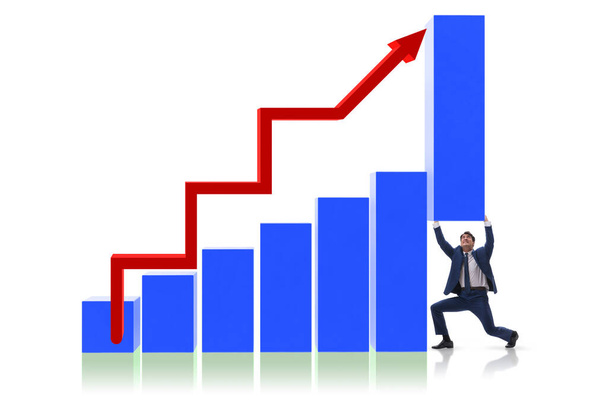 Бизнесмен поддерживает экономический рост на графике - Фото, изображение