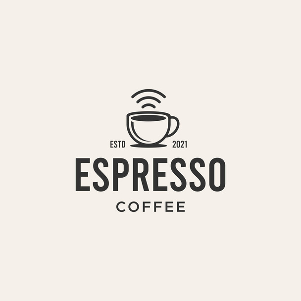 minimaliste ESPRESSO COFFEE wifi café logo design - Vecteur, image