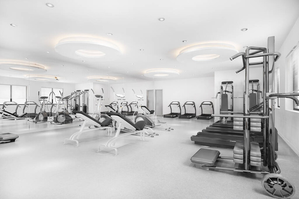 3d renderizado moderno loft gimnasio y fitness
 - Foto, imagen