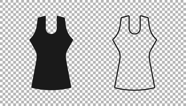 Schwarzes Frauenkleid-Symbol isoliert auf transparentem Hintergrund. Kleiderzeichen. Vektor - Vektor, Bild