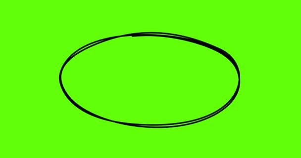 Animation d'un croquis d'une ellipse dessinée à la main. Animation 4K. Écran vert - Séquence, vidéo